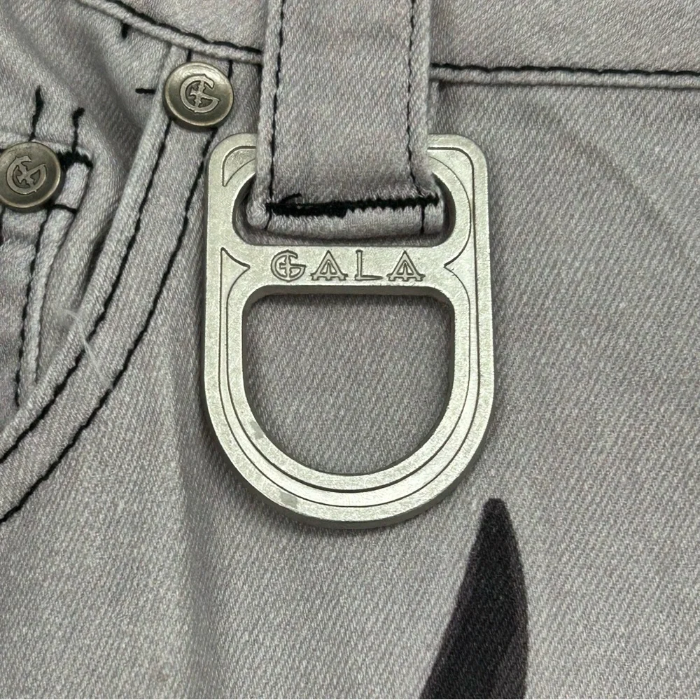 Gala Jeans NWT $180 Doberman Dog Graphic Gothic Blue Script Streetwear Sz W36 - Picture 10 of 16